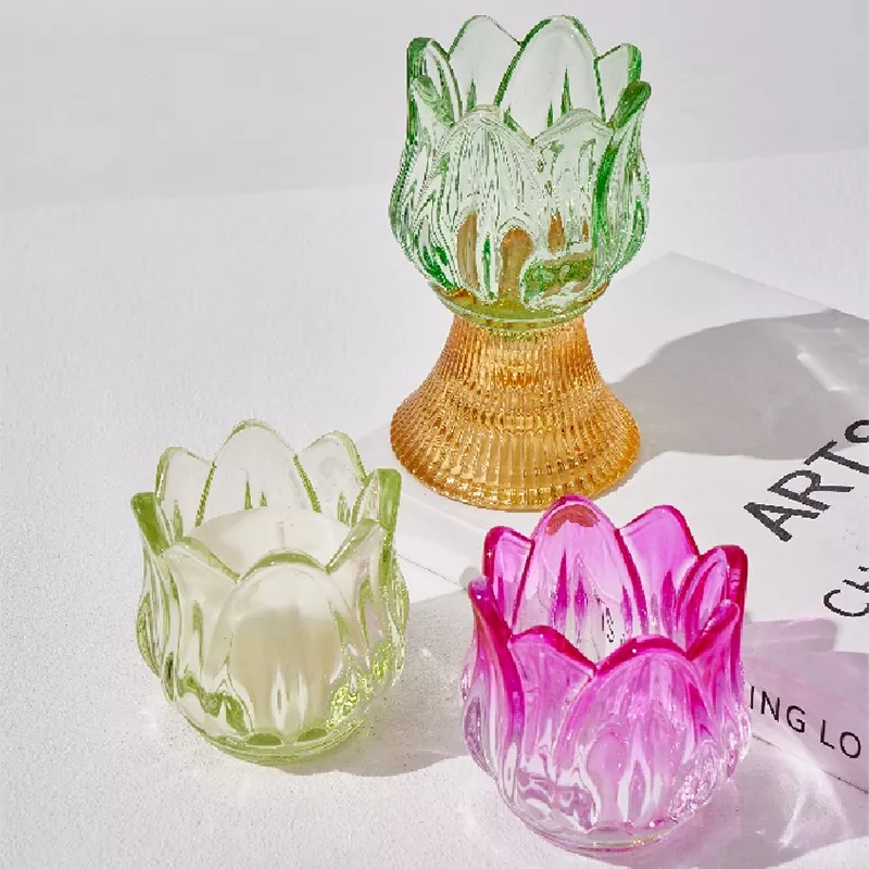 Candlestick ແກ້ວ Merveilles Florales ສີ