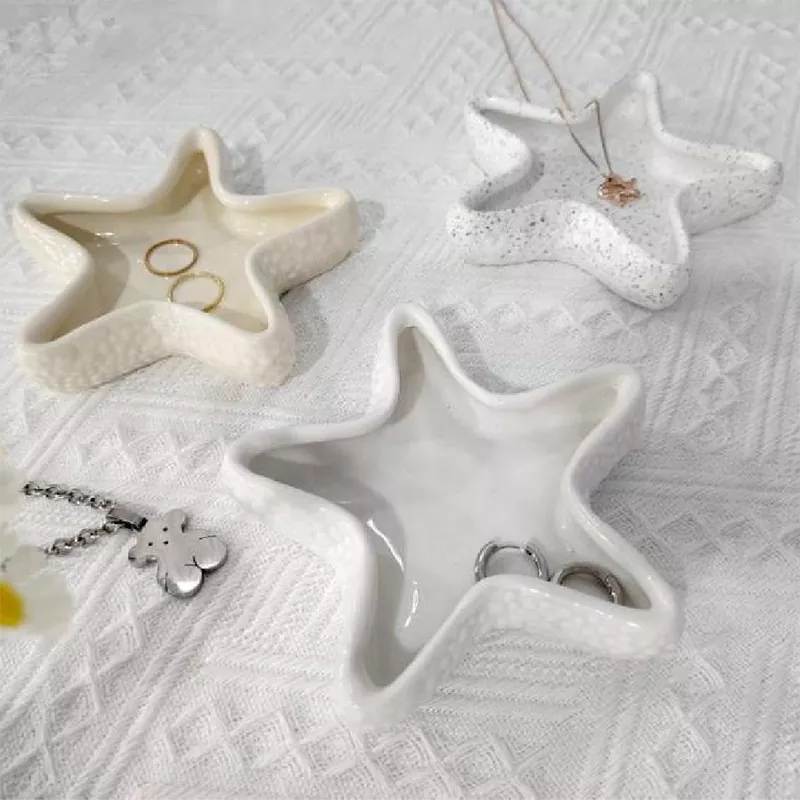 Shell And Starfish ຖາດເຄື່ອງປະດັບເຊລາມິກ Shell And Starfish ຖາດເຄື່ອງປະດັບເຊລາມິກ