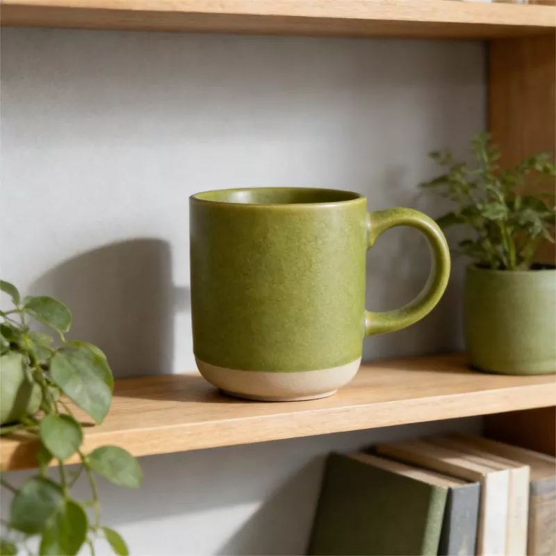 ແບບງ່າຍດາຍທີ່ທັນສະໄຫມ Ceramic Travel Mug ສີຂຽວ