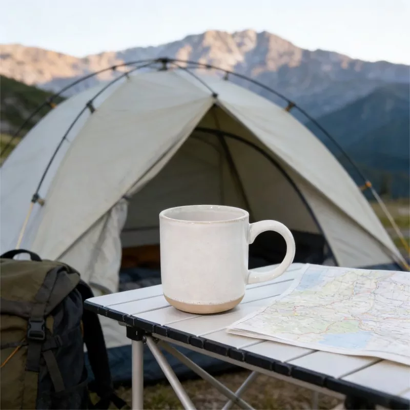 ແບບງ່າຍດາຍທີ່ທັນສະໄຫມ Ceramic Travel Mug ສີຂາວ
